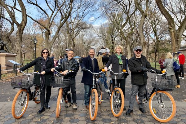 Group riders in central park