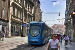 Riding along the trams