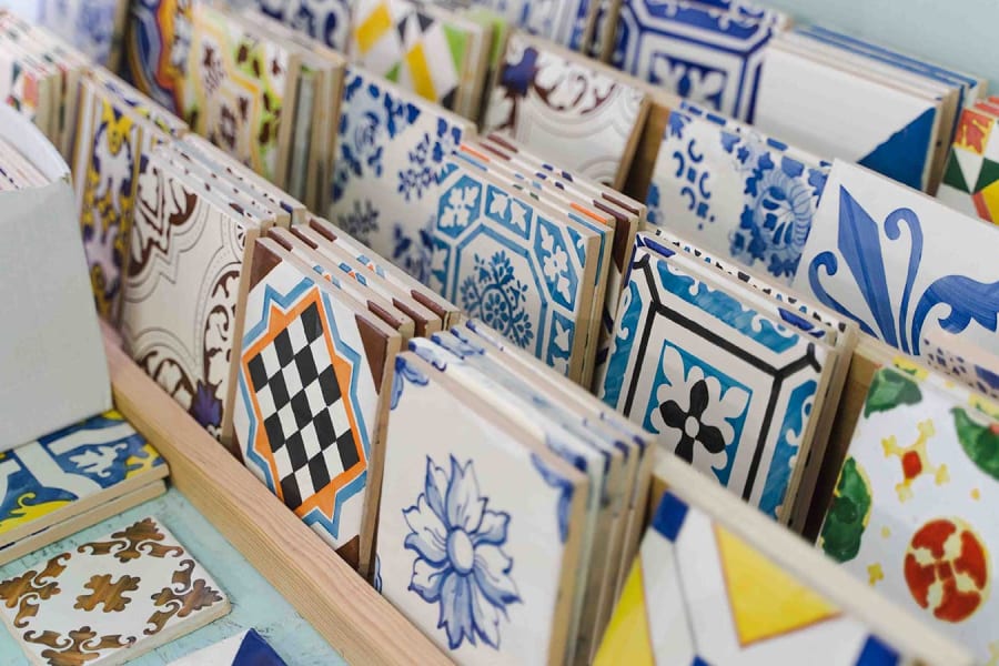 Close up of tiles during Traditional Tile-Painting Workshop in Lisbon