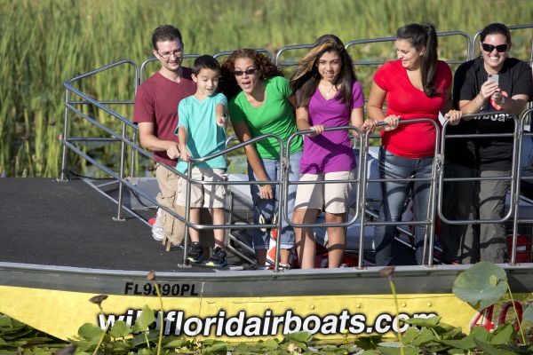 A group on the Wild Florida Airboats -- 1-hour airboat tour wildlife park admission & Gator Demo