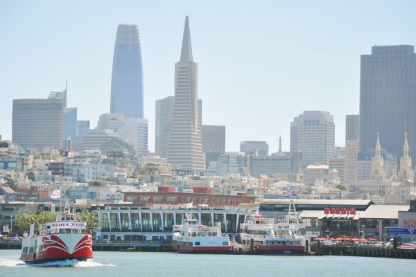 Red and White Fleet with San Francisco skyline