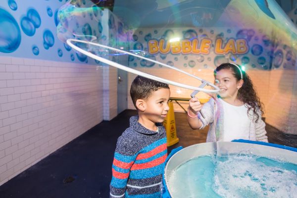 Two Kinds in the Bubble Lad at Wonderworks
