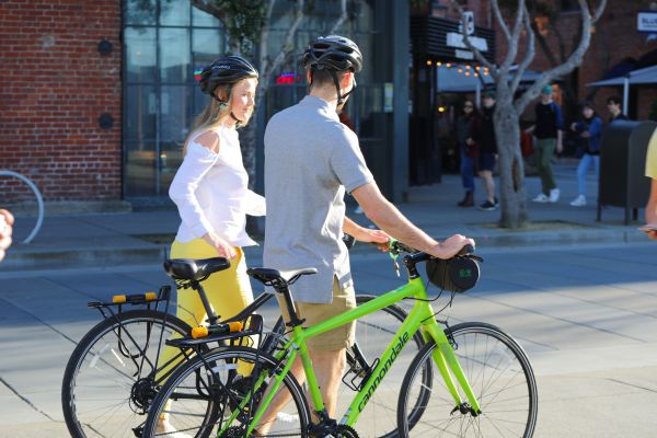 A man and a woman on the San Diego All-Day Bike Rental
