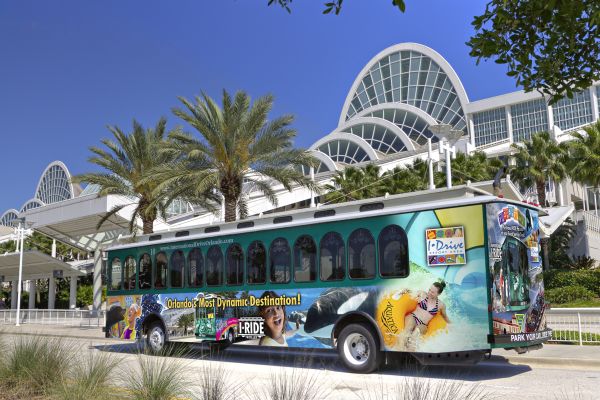 I-Ride Trolley in front of OCCC