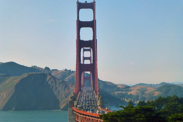 Hop off the bus and walk across the Golden Gate Bridge, its an unforgettable experience.