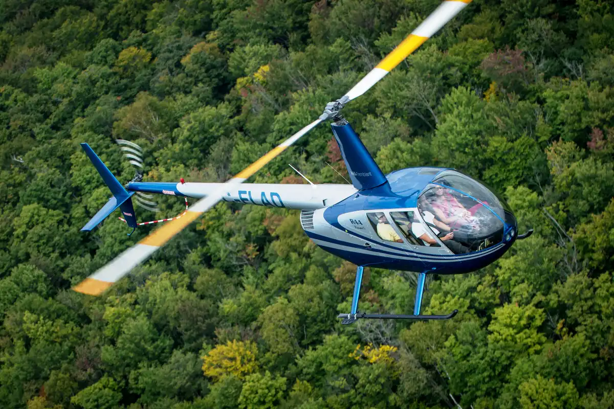 Aerial helicopter air tour over Mont Tremblant