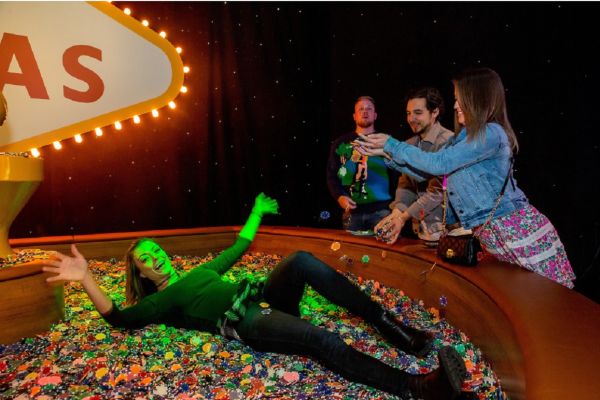 A group having fun at the Madame Tussauds Las Vegas