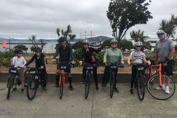 A family on the Golden Gate Park Highlights Bike Tour