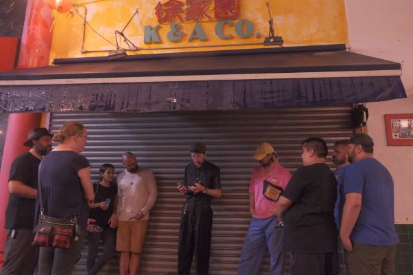 A group on the Guided Los Angeles Ghost Hunting Tour in China Town