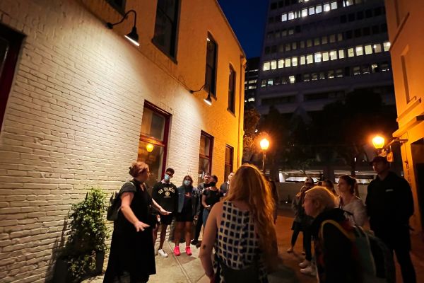 A group on the guided San Francisco Ghost Hunting Tour