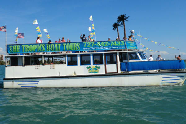Relax on a double-decker sightseeing boat out on the Gulf