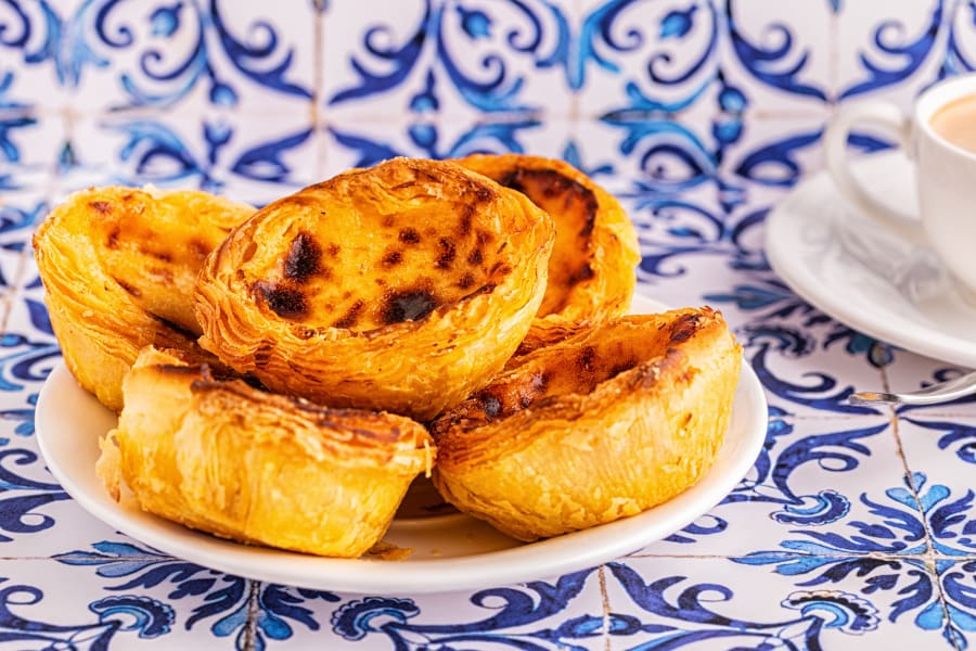 Egg tart, traditional Portuguese dessert, pastel de nata.