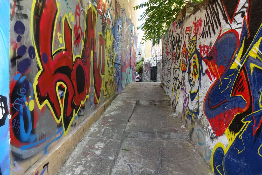 Graffiti Alley in Plaka in Athens Greece