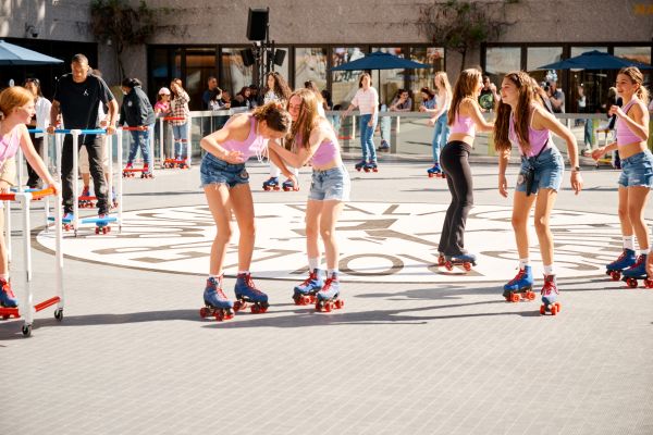 A group of girls at the Flippers Roller Boogie Palace