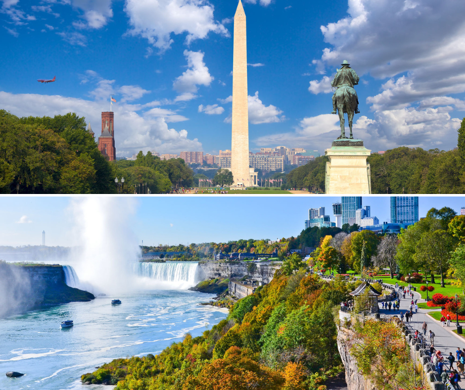 Two Day Combo: One Day Niagara Falls Tour + Washington & Philadelphia. Bilingual Tour