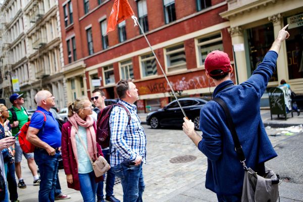 Tour group on Lower Manhattan Walking Tour