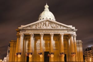 Paris Pantheon after sunset