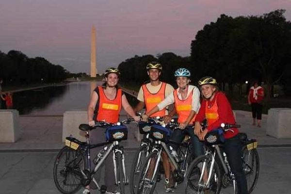 A group on bikers on Bike and Roll at Night