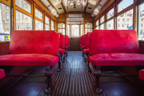 Inside a Lisbon typical tram