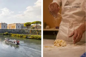 Rome Pasta and gelato cooking class with Tiber River hop-on hop-off tickets