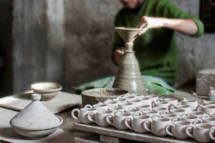 Potter Throwing a Pot in Fes Morocco