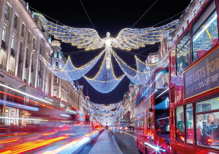 Illuminations of London on Christmas Eve