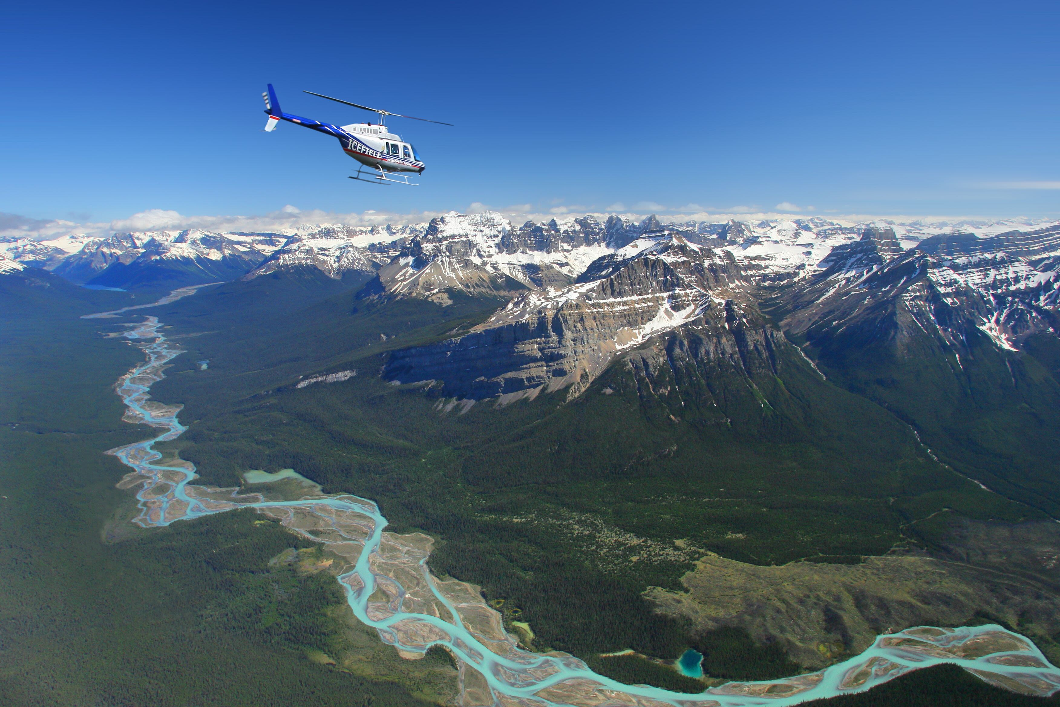 Glacier Helicopter Flight Sightseeing. Helicopter Tour over the Rhine Valley.