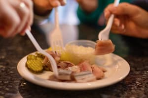 Raw herring with onions and gherkins