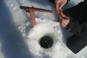 Ice fishing - Mountain lake