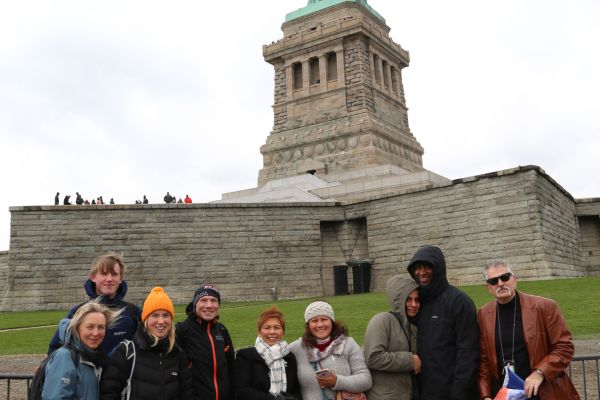 A group picture at the Statue of Liberty Walking Tour