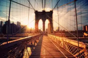 Sunset on the Brooklyn Bridge