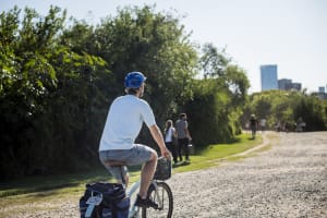 Biking through the city