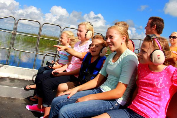 A group on the Wild Florida Airboats -- 30-minute airboat tour & Wildlife park admission